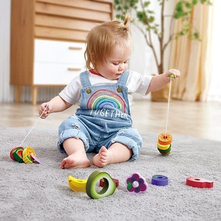 Игрушка деревянная шнуровка для детей "Веселые гусеницы"